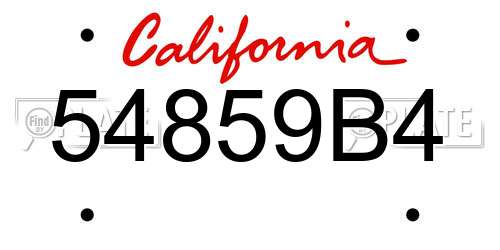 54859B4 California License Plate
