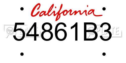 54861B3 California License Plate
