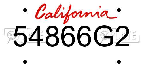 54866G2 California License Plate