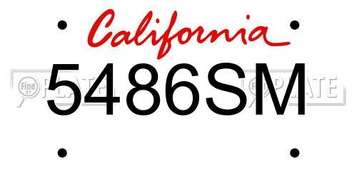 5486SM California License Plate