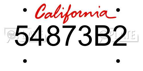 54873B2 California License Plate