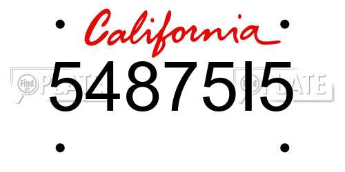 54875I5 California License Plate