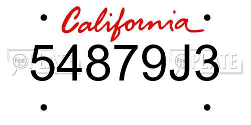 54879J3 California License Plate