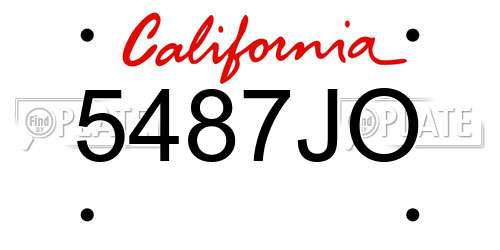 5487JO California License Plate