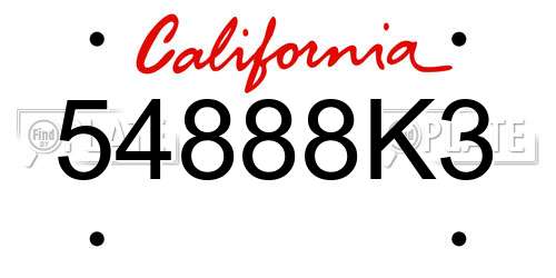 54888K3 California License Plate