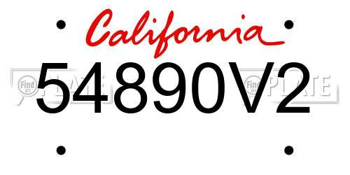54890V2 license plate in CA state