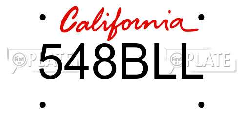 548BLL California License Plate
