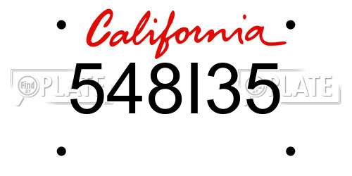 548I35 California License Plate
