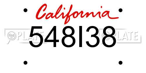 548I38 California License Plate