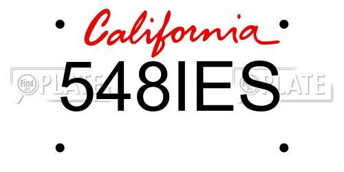 548IES California License Plate
