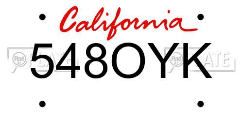 548OYK California License Plate
