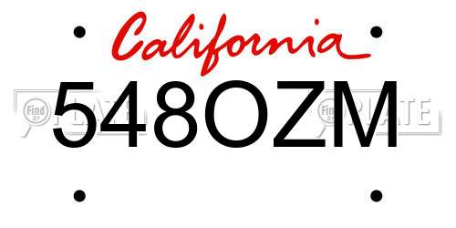 548OZM California License Plate