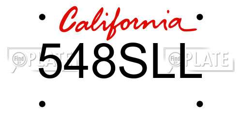 548SLL California License Plate