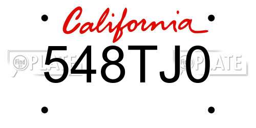 548TJ0 California License Plate