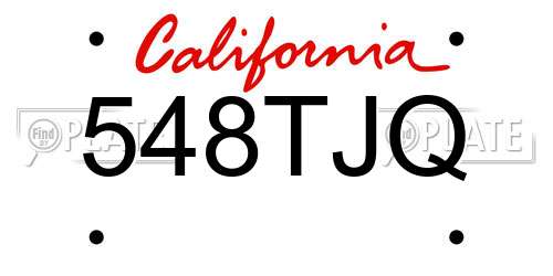 548TJQ California License Plate