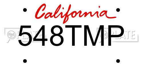 548TMP California License Plate