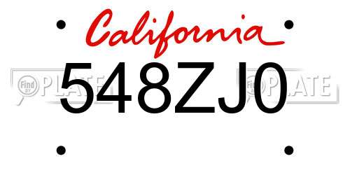 548ZJ0 California License Plate