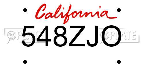 548ZJO California License Plate