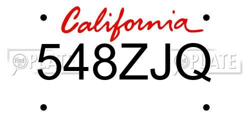 548ZJQ California License Plate
