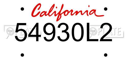 54930L2 California License Plate