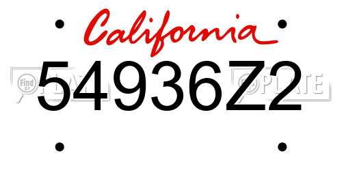 54936Z2 California License Plate