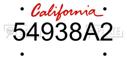 54938A2 California License Plate