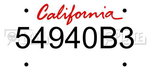 54940B3 California License Plate