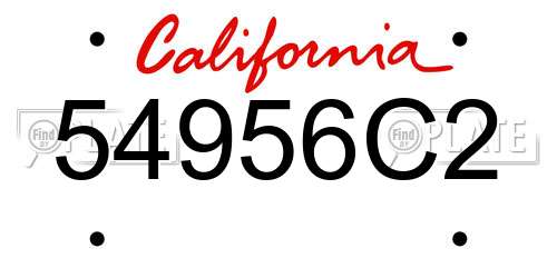 54956C2 California License Plate