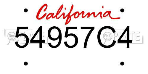 54957C4 California License Plate