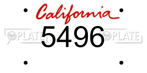 5496 California License Plate
