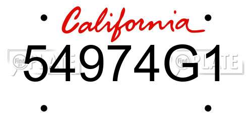 54974G1 California License Plate