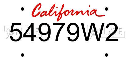 54979W2 California License Plate
