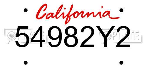 54982Y2 California License Plate