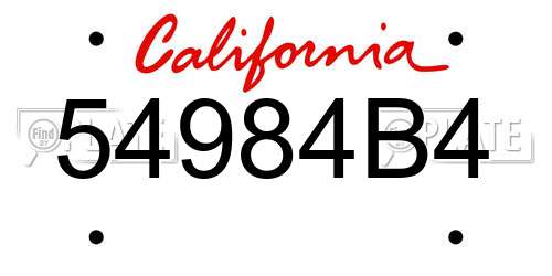 54984B4 California License Plate