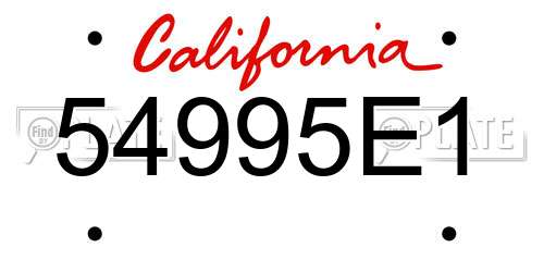 54995E1 California License Plate
