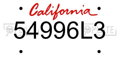 54996L3 California License Plate