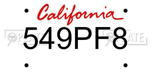549PF8 California License Plate