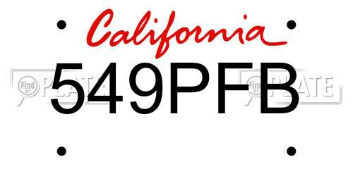 549PFB California License Plate