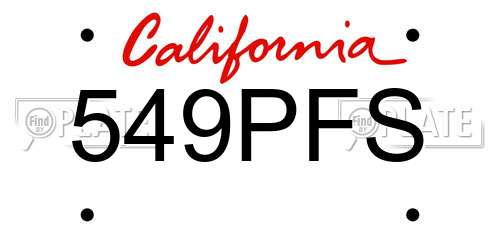 549PFS California License Plate
