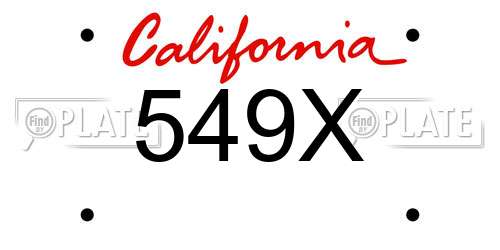 549X California License Plate