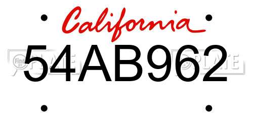 54AB962 California License Plate