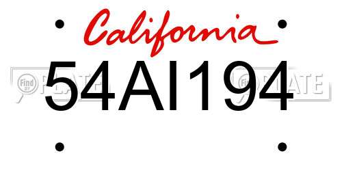 54AI194 California License Plate