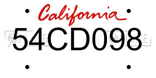 54CD098 California License Plate