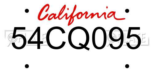 54CQ095 California License Plate