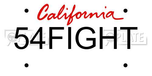 54FIGHT California License Plate