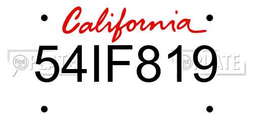 54IF819 California License Plate
