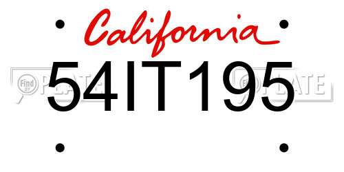 54IT195 California License Plate