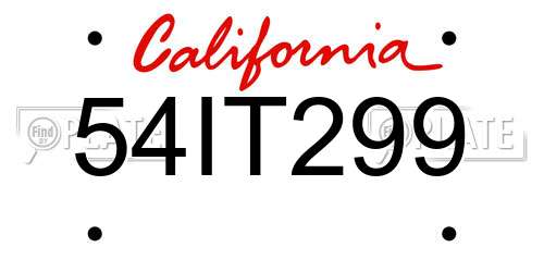 54IT299 California License Plate