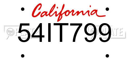 54IT799 California License Plate