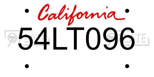 54LT096 California License Plate